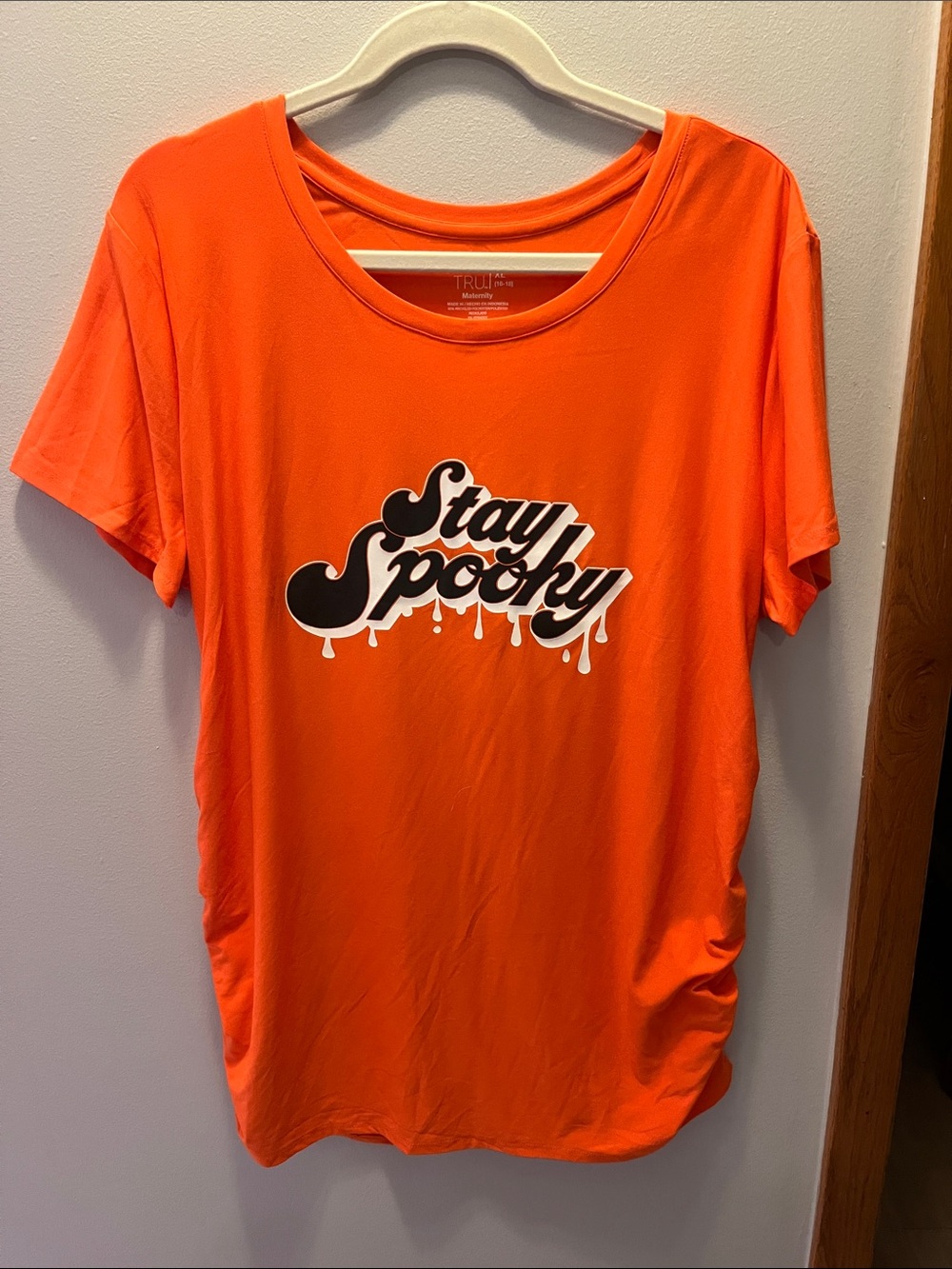 Time and Tru Orange Maternity “Stay Spooky' Short Sleeve Graphic Tee